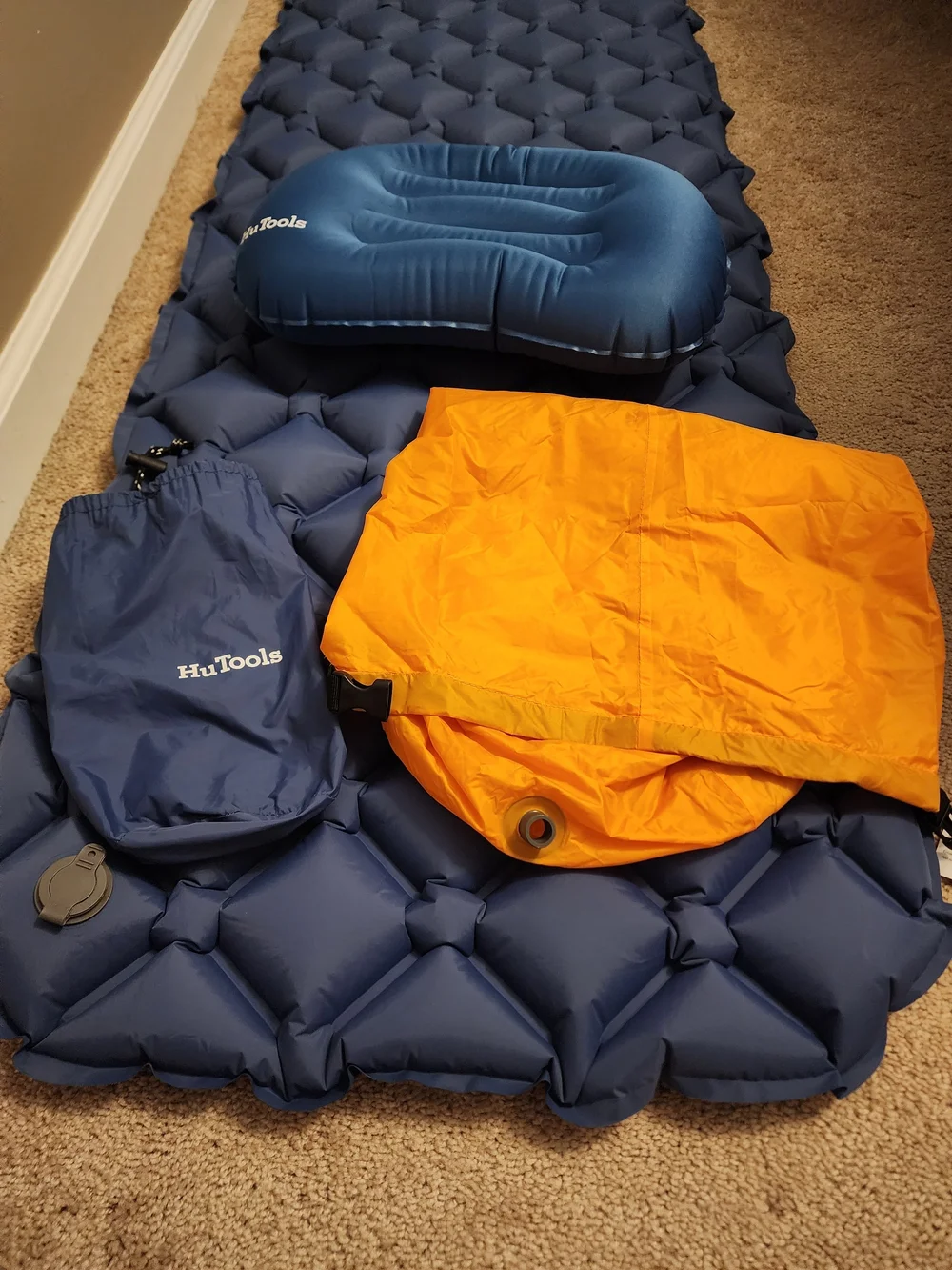 Inflatable HuTools Navy Blue Camping Sleeping Pad - Lightweight Air Mattress